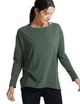 CRZ YOGA Long Sleeve Workout Shirts for Women Loose Fit-Pima Cotton Yoga Shirts Casual Fall Tops Shirts Grey Olive XX-Small