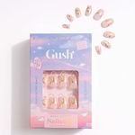Gush Beauty Nailed It | Reusable Luxury Press On Nails With Application Kit | (Celestial Gold - Short Round)