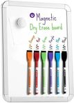 Kedudes Magnetic 8.5’’ x 11’’ Small Dry Erase Whiteboard - Includes 6 Magnetic Dry Erase Markers, Assorted Colors - Small Dry Erase Board - Great for Fridge, Locker