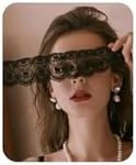 Quizzhe Mysterious Lace Masquerade Mask Sexy Blindfold Hollowed Flower Lace Black White Adjustable Eye Mask Halloween Cosplay Costume Accessories Valentine Gifts for Women (Style3)