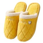 Slippers for Women Men Winter Sandals Casual Flats Home Footwear Man Girls Sliders Flip Flops Chappals Ladies Clogs Sleeper Slides Stylish Ortho Soft (Yellow UK 6)