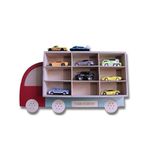 Kidoz Wooden Car Parking Station for Girls & Boys- Enhance Motor Skills Learning Toy Car Hanging Storage for Toddler, Wooden (Red, Mini)