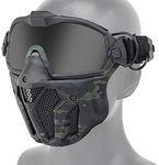 Airsoft Tactical Mesh Mask Detachable Goggle with Anti-Fog Fan System Full Face Protective Breathable Mask