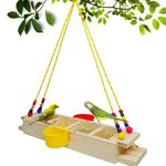 Bird Feeder Hanging for Balcony - Food and Water - Wooden Tray - Balcony Grill – Terrace – Tree – Garden - Outdoors