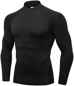 Men's Compression Shirts Long Sleeve Athletic Workout Tops Gym Undershirts Active Sports Baselayers Black Large