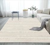 SAJAVAT HOME Pure Cotton Soft and Durable Floor Rug | Cream & White Decorative Rug for Living Room, Bedroom, and Home Decor | Hand Knitted Vintage Area Rug | 4x6 Feet (48x72 Inches) | Pack of 1