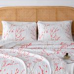 Sakura Collection 3 Piece Quilt Set with Shams. Reversible Floral Bedspread Coverlet. Machine Washable. (Full/Queen, Cherry Blossoms)