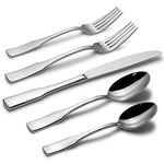 Kate 40-Piece Silverware Set,Service for 8,Stainless Steel Flatware Set,Mirror Polished Cutlery Set,Dishwasher Safe