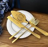 Custom Cake Cutting Set for Wedding,Personalized Wedding Cake Knife and Server Set, Cake Cutting Set for wedding, 4 Pieces Cake Pie Sever set and Forks,Bridal Shower Gifts for Couples