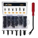 AOLYGEI 146PCS Car Retainer Clips, 6 Popular Sizes Nylon Auto Push Pin Rivets Set with Fastener Remover, Universal Auto Body Shield Retainer Fastener Clip, Replacement for GM Ford Honda Chrysler E68