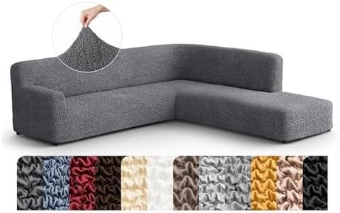 PAULATO BY GA.I.CO. Sectional Sofa Cover - Corner Sofa Cover - Bumper Chaise Couch Covers - Washable Couch with Ottoman Slipcover - Microfibra - Dark Grey (Right Facing Bumper Chaise Sectional)