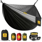 Camping Hammock with Mosquito Net, 500 lbs Portable Hammock with Tree Straps,2-in-1 Double/Single Travel hammocks Tent for Outside/Indoor/Backpacking/Beach-Black&Grey