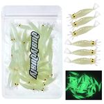 QualyQualy Soft Plastic Fishing Lures Artificial Bait Luminous Glow Shrimp Lure Grub Worms Lure Saltwater Freshwater Ice Fishing Lures for Bass Walleye Trout Crappie