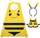 Dearlan 3 Pcs Bee Costume Set-Yellow Bee Cape Bee Bopper Antenna Headband Bee Dress up Costume Eye Mask for Kids Christmas Halloween Cosplay Bee Party Accessories (Bee)