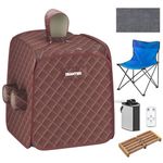 Giantex Portable Folding Sauna, 1 or 2 Person Steam Spa with Remote Control, Folding Chair, Foot Massage Roller, Absorbent Mat, 9 Temperature Levels, 3L Steamer, 800W Home Full Body Spa Tent (Brown)