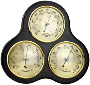 Wooden 3-in-1 Barometer Thermometer Hygrometer - Multifunctional Weather Station, Wall Hanging Analog, Suitable for Home, Hotel, Warehouses, Office (9.84x10.24in)