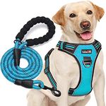 tobedri No Pull Dog Harness Adjustable Reflective Oxford Easy Control Medium Large Dog Harness with A Free Heavy Duty 5ft Dog Leash (L (Chest: 25.5"-31"), Blue Harness+Leash)