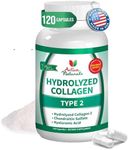 Collagen Type 2 Hydrolyzed Supplement with Chondroitin and Hyaluronic, for Healthy Hair, Skin, Nails, and Joints, No Fillers, Additives, and No Artificial Colors - 120 Vegetarian Capsules
