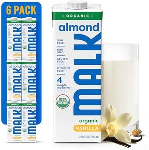 MALK Almond Milk Unsweetened Vanilla (32oz, Pack of 6) - Shelf Stable Organic Almond Milk Vanilla, Non GMO, Whole 30, Dairy Free, Vegan, Plant Based, No Gums or Fillers - Lattes Cereal Coffee Creamer
