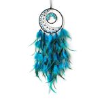 Donko Blue Feather Dream Catcher, Tree of Life Dream Catchers for Bedroom Decor, Crystal Stone Dream Catcher for Wall Hanging Decor Handmade Feather Craft