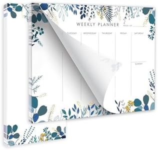 Weekly Planner Notepad Tear Off Set of 2 Weekly Calendar Pad 52 Undated To Do List Notepad Sheets Desk Planner Planning Pads Productivity Tracker for Work Goals Notes Schedule Ideas, Floral Blue