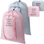 Boao 2 Pcs Travel Laundry Bag Washable Dirty Clothes Bag with Drawstring and Zipper for Suitcase, 22 x 18 Inch (Pink, Gray, Classic)