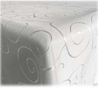 JEMIDI Tablecloth Ornaments Silk Gloss Precious Table Cover Tablecloth 31 Sizes and 7 Colours White Round180cm