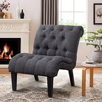 Yongqiang Upholstered Accent Chair for Bedroom Living Room Chairs Lounge Chair Armless Slipper Chair with Wood Legs Gray Fabric