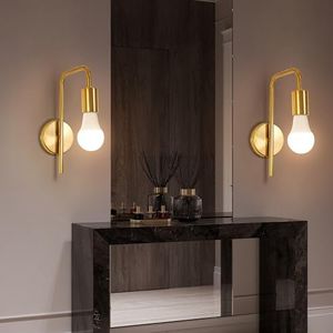 zhxinashu Indoor Wall Lamp, Vintage Wall Lamp, Industrial Wall Lamp, 2 Packs Gold Wall Light, Iron E27 Wall Lights, Modern Wall Light Indoor for Living Room, Bedroom, Bedside Table