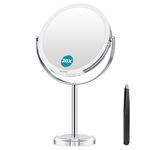 Auxmir 6’’ Double Sided Mirror with 1X / 20X Magnification, High Definition Portable Makeup Mirror, 360° Rotation Vanity Tabletop Mirror with Tweezers for Dressing Table, Desk, Bathroom, Bedroom