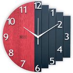 MODERN BOIS ART Antique Geometric Design Handmade Wood Wall Clock, Big Size Modern Wall Clock for Home Decor (Black, and Yellow) Dia 33Cm X 33Cm, MBCL21 (21)