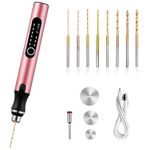 3-Speed Cordless Mini Drill Pen With 8 Small Drill Bits,Rechargeable Electric Hand Drill Pin Vise,Resin Drill Set For Jewelry Making,Resin,Plastic,Wood,Keychains DIY (PINK)