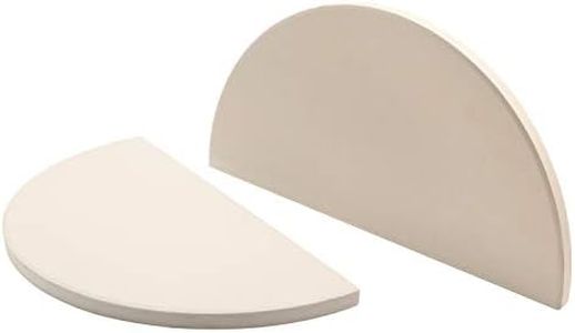 BBQ Future Half-Moon Ceramic Heat Deflector Plates for Kamado Joe Classic I, II, III，2-Pack, White