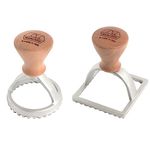 Marcato Ravioli and Cookie Cutter Kit, Ravioli Maker, Cookie Cutters, Solid Wood and Cast Aluminum, Made in Italy, 58 mm Round Stamp + 58 mm Square Stamp. Model: Raviolè