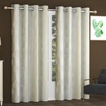 FRESH FROM LOOM Grommet Curtains for Door 12 feet Long|Latest Big Window Curtain Premium Polyester Punch Parda|Latest Modern Parde for Living Room Bedroom|Home Office Screens (Cream, 2Pc)