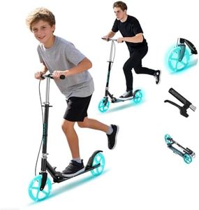 Dual Brake Safer Smoother Kick Scooter for Kids 6+, Teens & Adults- Wide Pedals, Foldable, 20cm Big Wheels,3 Adjustable Height Levels, 150KG Max Load-Perfect for School and Park Rides-for Boys Girls