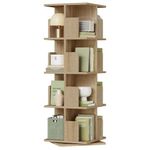 EUGAD 4-Tier Rotating Bookshelf, Narrow Tall Bookcase, Floor Standing Corner Shelf Unit Revolving Bookcase White Book Shelf