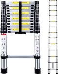 NAIMP 3.8M Telescopic Ladder, 12.5ft Multi-Purpose Folding Aluminium Telescoping Ladder Extendable Portable Loft Extension Foldable with EN131, 150kg/330lb Capacity, 13 Steps Ladders, 380*50*9cm
