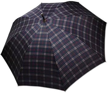 H.DUE.O Ombrello Grande da Pioggia XXL Resistente Con Impugnatura Vero Legno. Ombrello Antivento Robusto. Ombrello Lungo Fantasia Classica Scozzese [KILT] [NAVY BLU]
