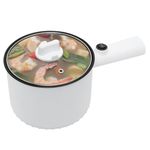 TRADY Electric Hot Pot Rapid Noodles Cooker, Non-Stick Hot Pot Electric Cooking Pan for Soup,Pasta, Steak, Perfect for Dorm and Camping, Steamer (White)