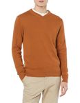 Amazon Essentials Men's V-Neck Sweater (Available in Big & Tall), Rust, XL