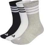 adidas Unisex 3Stripes Cushioned Sportswear Crew Socks 3 Pair Pack, medium grey heather/white/black, 10.5-12.5