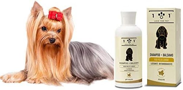 Champú + Acondicionador Natural, 250ml - Delicado y Perfumado - para Perros de Pelo Largo, Linea 101