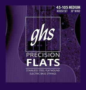 GHS M3050 Pres Flatwound Bass Guitar Strings, Medium 45-105
