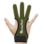 Seektop Archery Gloves Shooting Hunting Leather Three Finger Protector for Youth Adult Beginner (Green, L)