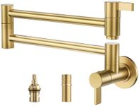 Brushed Gold Pot Filler Faucet, ARCORA Modern Pot Filler Wall Mount Folding Faucet 2 Handle with Double Joint Swing Arms Brass Stove Faucet