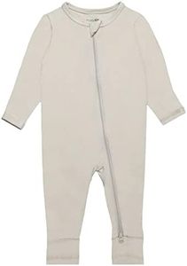 GUISBY Rayon Pajamas for Baby Girl, Long Sleeve Footless Rompers Pajama Oatmeal 3-6 Months