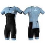 SLS3 Triathlon Suits Mens - Aerodynamic Sleeved Mens Tri Suit - Men Triathlon PRO FX Fabrics - Premium Mens Triathlon Suit - Lightweight Trisuit Triathlon Men, 2 Pockets (Ocean Blue Blur, Medium)