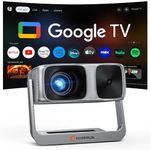 2000 ANSI Official Licensed Google TV Outdoor Projector 4K Full HD, Smart Projector with Wifi and Bluetooth, Auto Focus, Dolby Sound, Built-in Apps, HAPPRUN Indoor Home Theater with 270° Stand