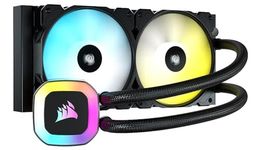 Corsair H100 RGB 240mm CPU Cooler, 2X 120mm CORSAIR SP RGB Elite PWM Fans, 29 Total Individually addressable RGB LEDs, Fan speeds Running up to 1,500 RPM, 240mm Radiator